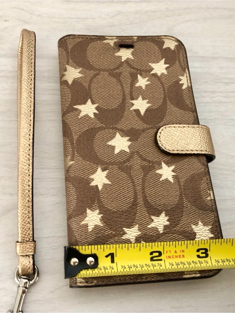 COACH Signature Canvas Star Print iPhone X/XS Folio Wristlet Wallet